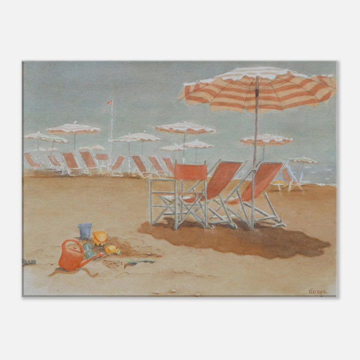 Sunlit Serenity: A Beach Retreat in Watercolor by Veronique Semple - Watercolor impressionism print for home decor