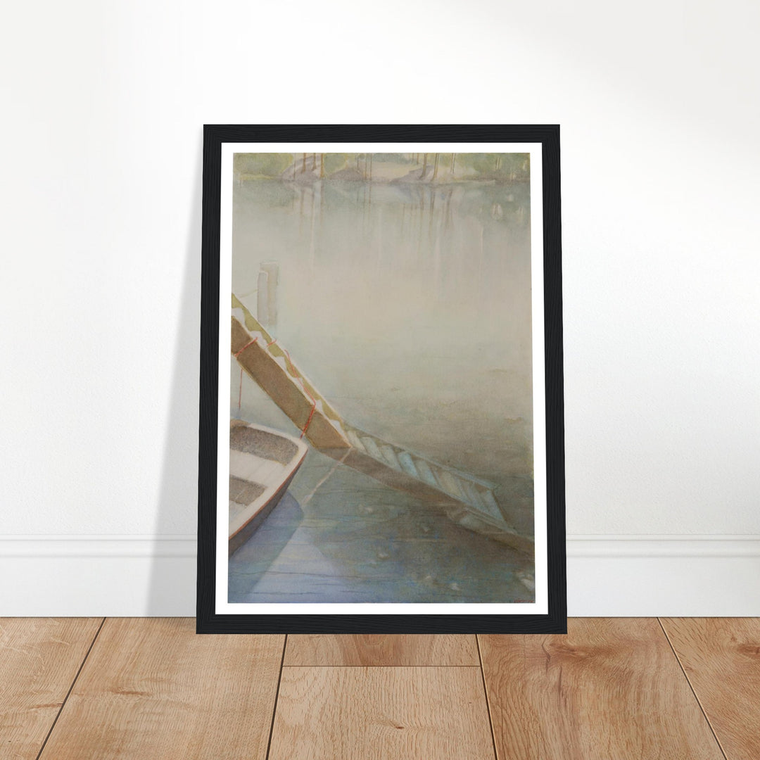 "Fog on the Lake" Peaceful Watercolor Art Print by Veronique Semple - Watercolor landscape painting print for home decor