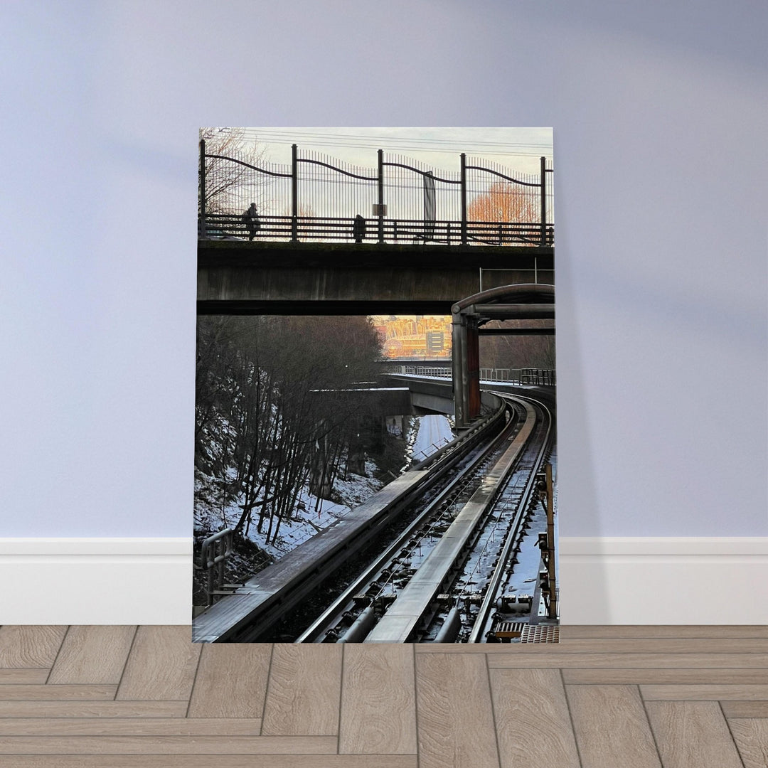 Urban Journey on Vancouver Train Tracks by Andrew Semple - Photography black & white photography print for home decor
