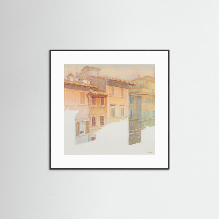 "Morning Light in Florence" Charming European Sunrise Watercolor - Art Print Custom Framed Option