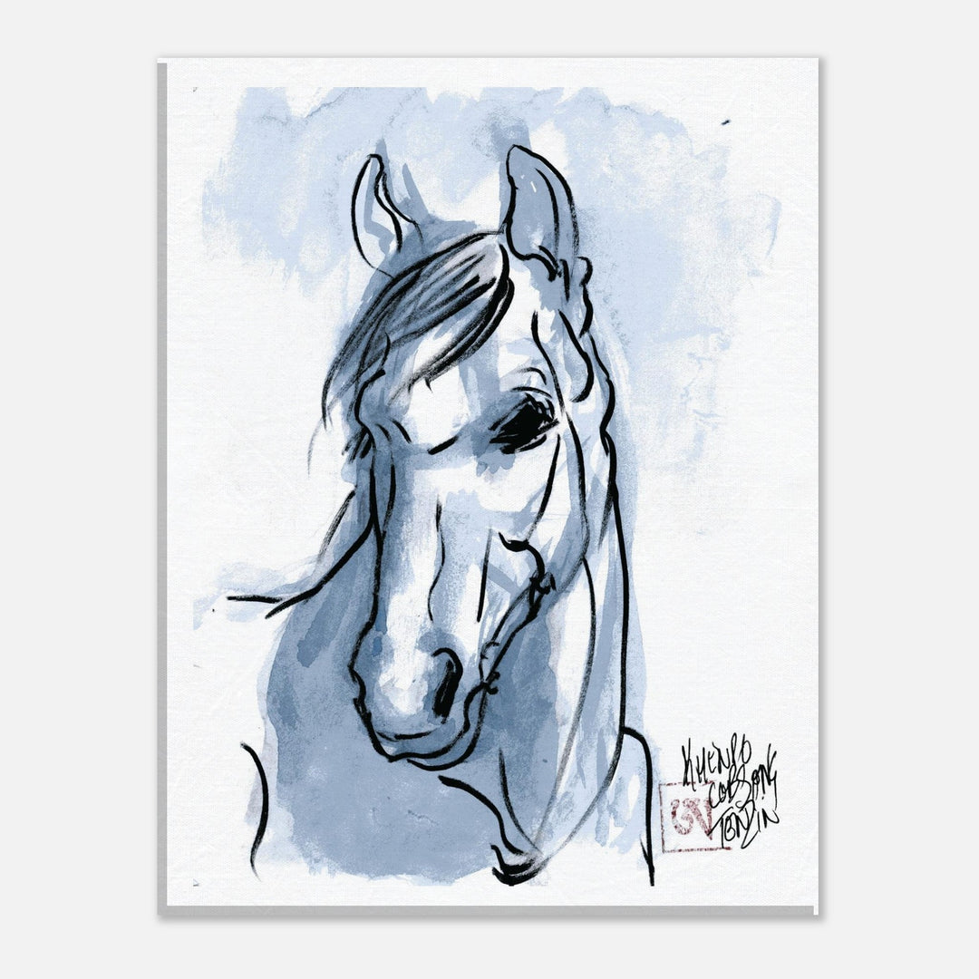 "Spirit of the Wild" Tranquil Blue Horse Watercolor Art Print by Andrew Semple - Watercolor wall art print