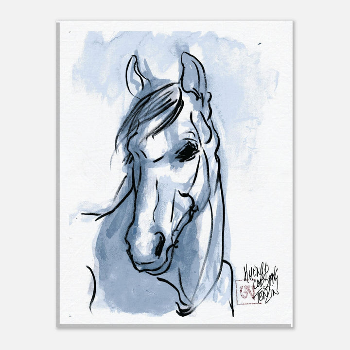 "Spirit of the Wild" Tranquil Blue Horse Watercolor Art Print by Andrew Semple - Watercolor wall art print