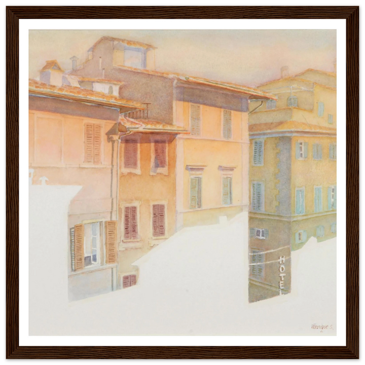 Morning Light in Florence Charming European Sunrise Watercolor Art Print by Veronique Semple - Watercolor wall art print