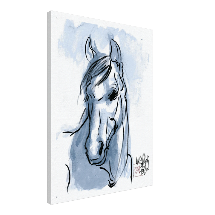 "Spirit of the Wild" Tranquil Blue Horse Watercolor Art Print by Andrew Semple - Watercolor wall art print