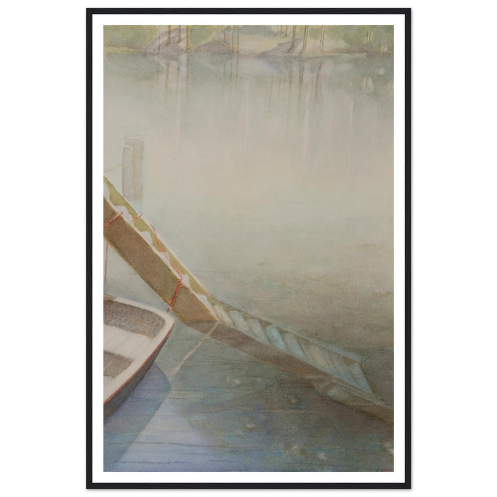"Fog on the Lake" Peaceful Watercolor Art Print by Veronique Semple - Watercolor landscape painting print for home decor