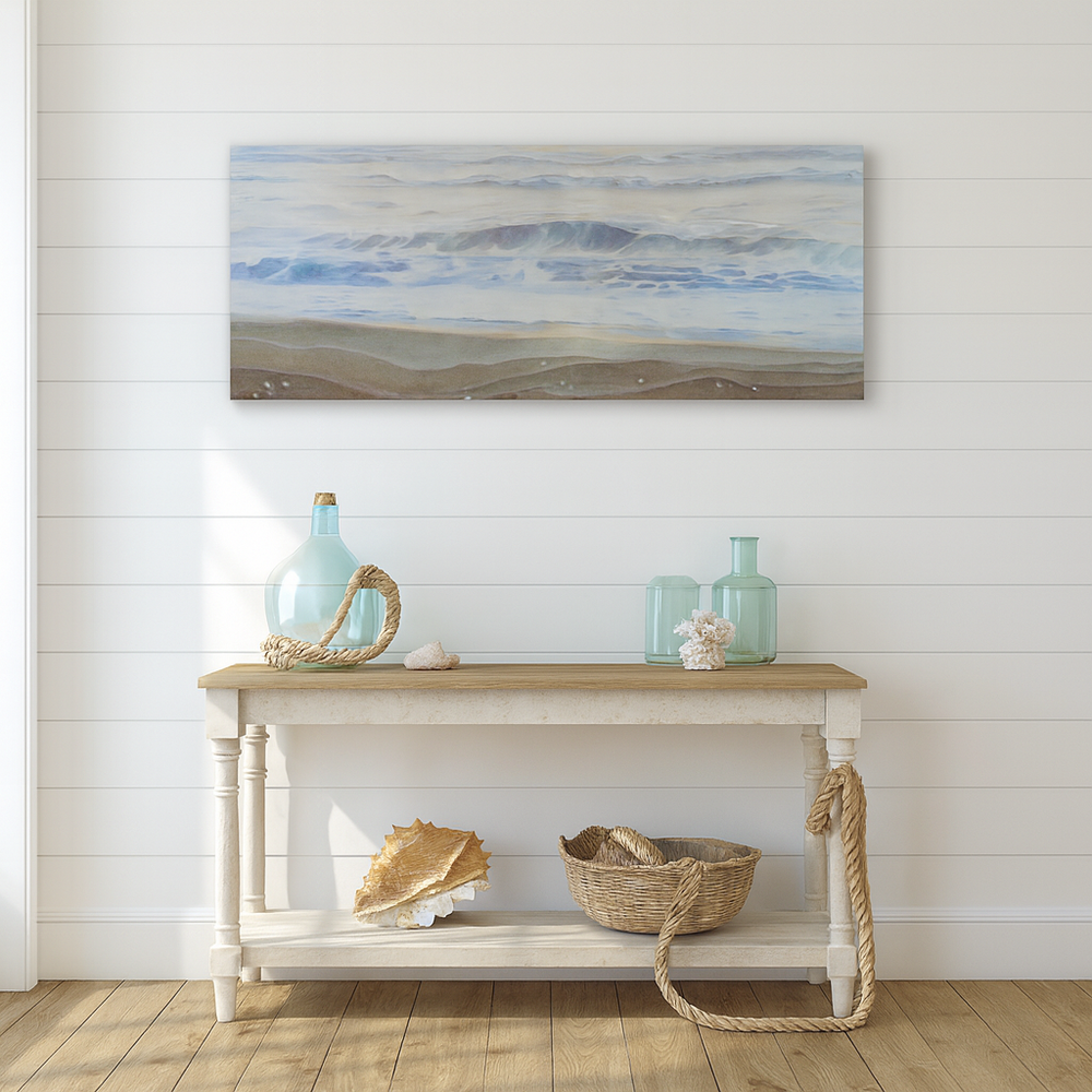 "February" Serene Coastal Watercolor Art Print - Canvas
