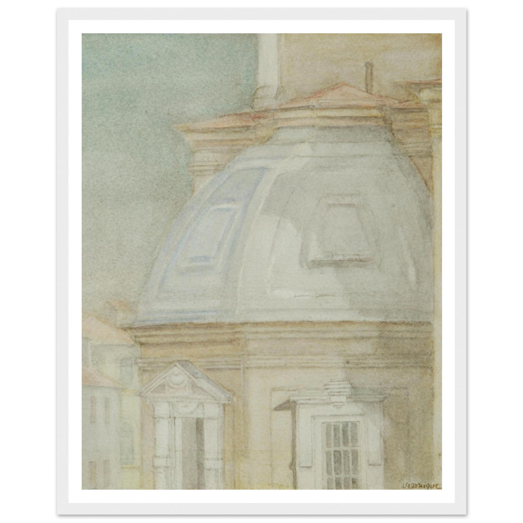 Ethereal Harmony: A Watercolor View of Timeless Architecture by Veronique Semple - Watercolor wall art print