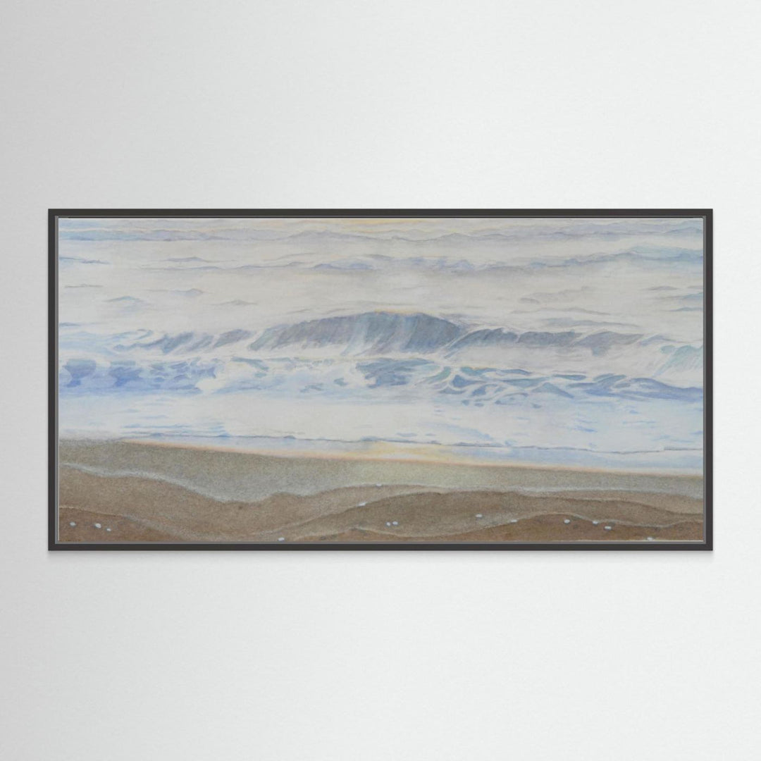 "February" Serene Coastal Watercolor Art Print - Large Format Canvas Framed Options