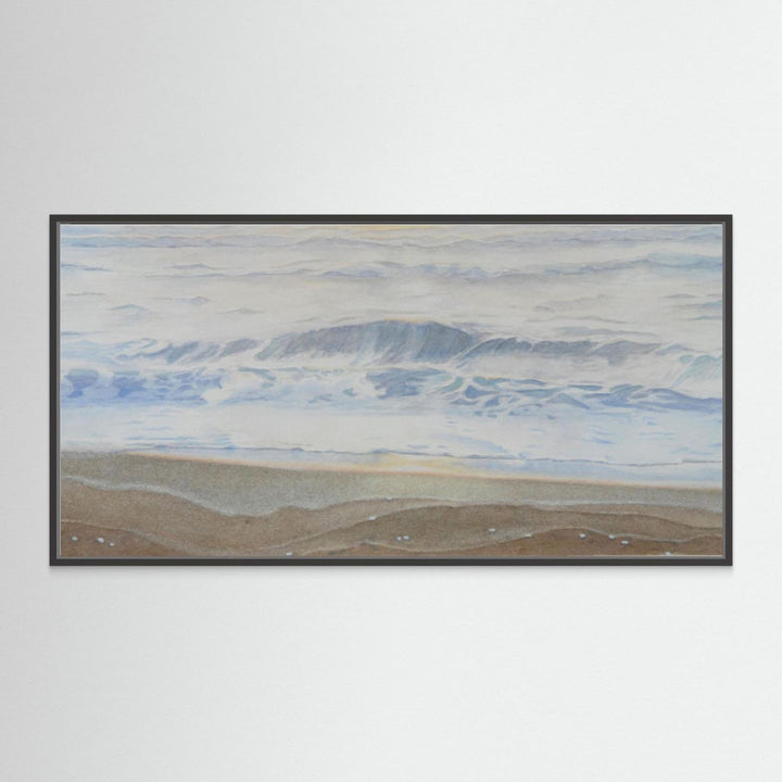 "February" Serene Coastal Watercolor Art Print - Large Format Canvas Framed Options