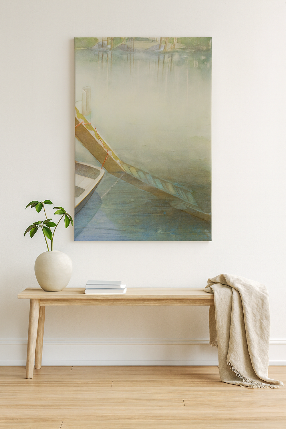 Serenity by the Water's Edge: A Tranquil Watercolor Journey by Veronique Semple - Watercolor landscape print for home decor