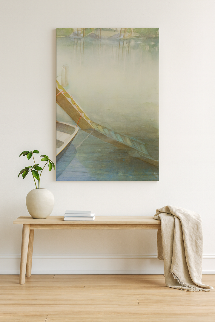 Serenity by the Water's Edge: A Tranquil Watercolor Journey by Veronique Semple - Watercolor landscape print for home decor