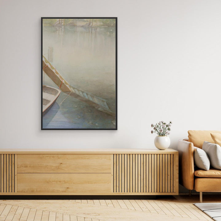 "Fog on the Lake" Peaceful Watercolor - Large Format Canvas Framed Options