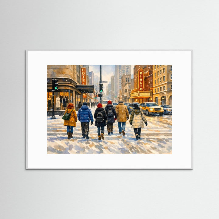 "Golden Age" Broadway-inspired winter street scene