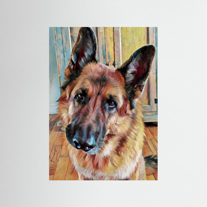 "Loyal Gaze" German Shepherd Watercolor Wall Art - Framed Options
