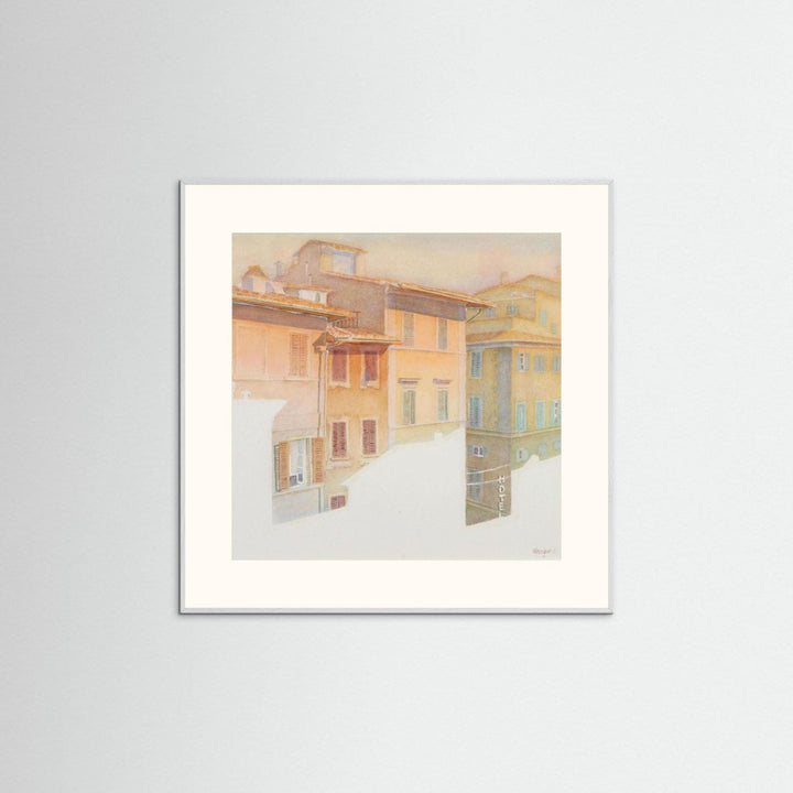 "Morning Light in Florence" Charming European Sunrise Watercolor - Art Print Custom Framed Option