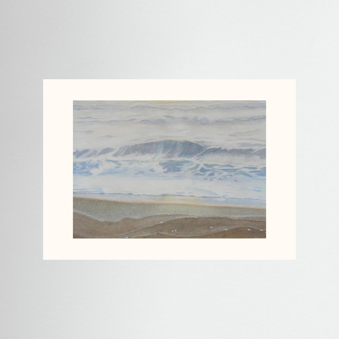 "February" Serene Coastal Watercolor Art Print -  Custom Framed Options
