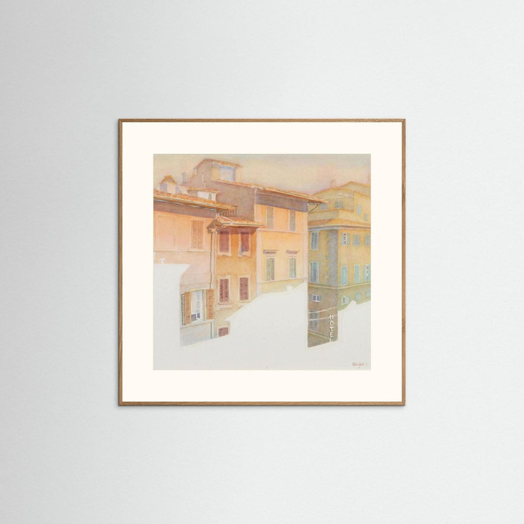 "Morning Light in Florence" Charming European Sunrise Watercolor - Art Print Custom Framed Option