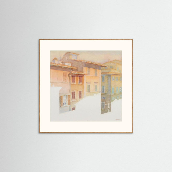"Morning Light in Florence" Charming European Sunrise Watercolor - Art Print Custom Framed Option