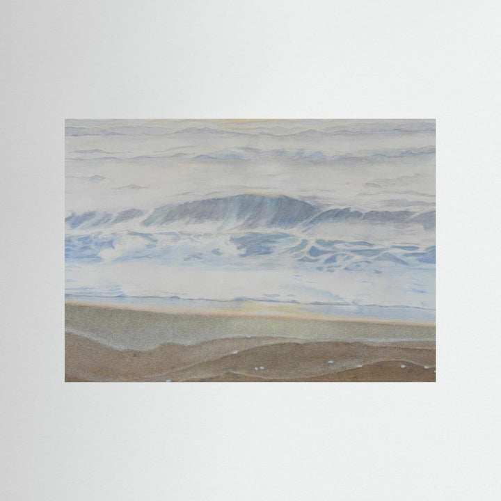 "February" Serene Coastal Watercolor Art Print -  Custom Framed Options