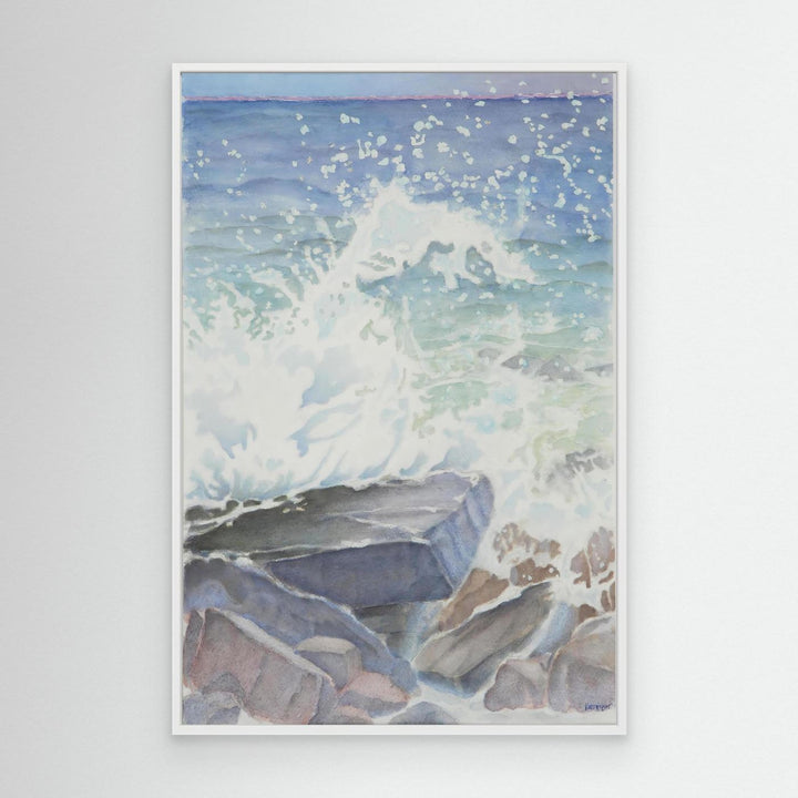 "Euphoria" Blissful Cascading Waves Oceanic Watercolor - Large Format Canvas Framed Options