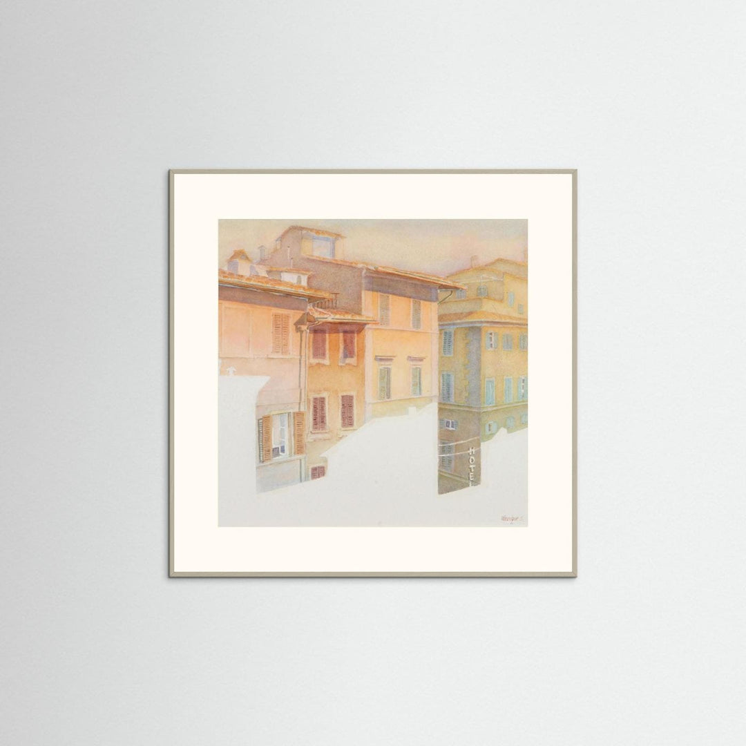 "Morning Light in Florence" Charming European Sunrise Watercolor - Art Print Custom Framed Option