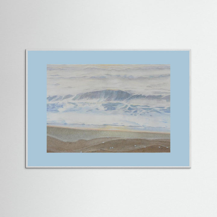 "February" Serene Coastal Watercolor Art Print -  Custom Framed Options