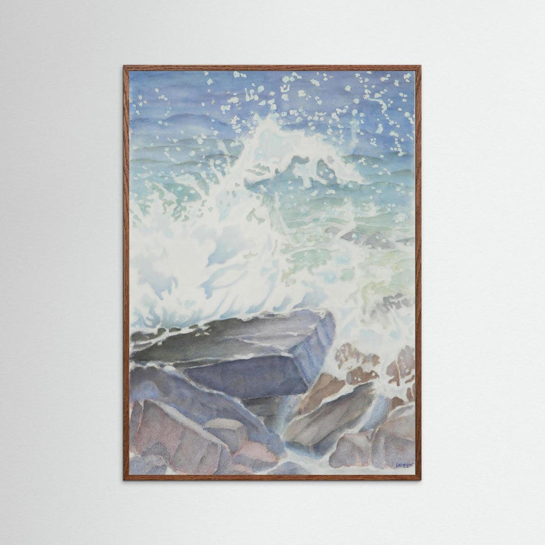 "Euphoria" Blissful Cascading Waves Oceanic Watercolor - Art Print Custom Framed Options