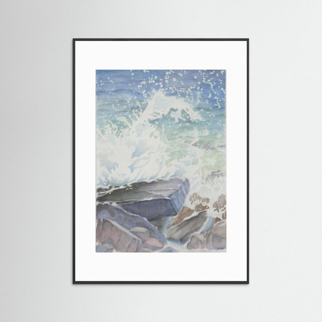 "Euphoria" Blissful Cascading Waves Oceanic Watercolor - Art Print Custom Framed Options