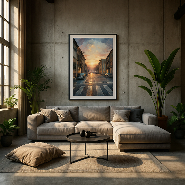 "Laurier at Dawn" Sunrise over Montreal's Historic Streets - Premium Matte Framed Art Print