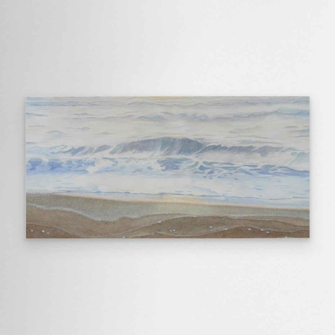 "February" Serene Coastal Watercolor Art Print - Large Format Canvas Framed Options