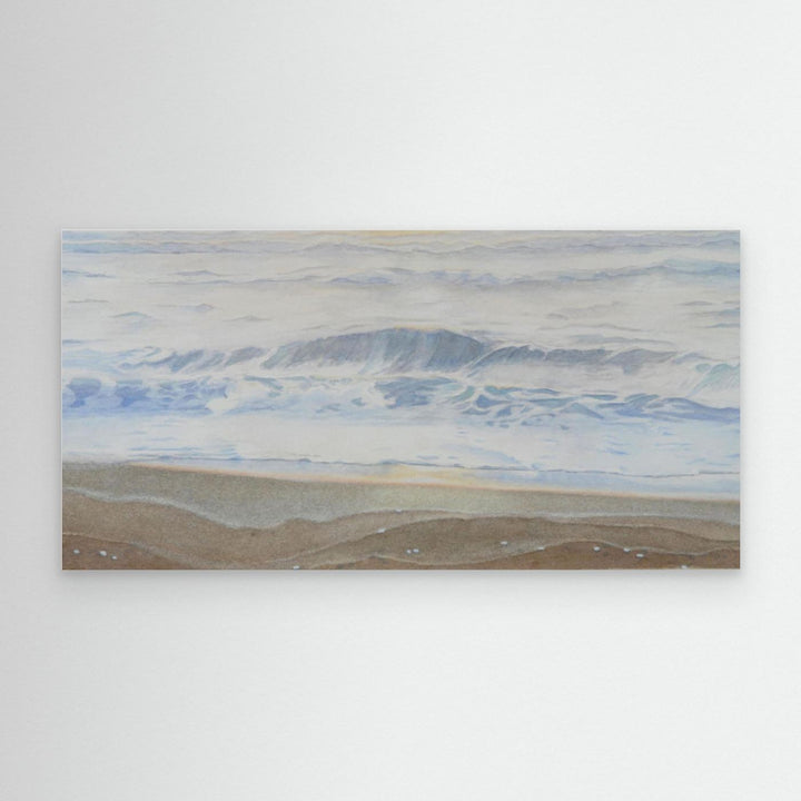 "February" Serene Coastal Watercolor Art Print - Large Format Canvas Framed Options