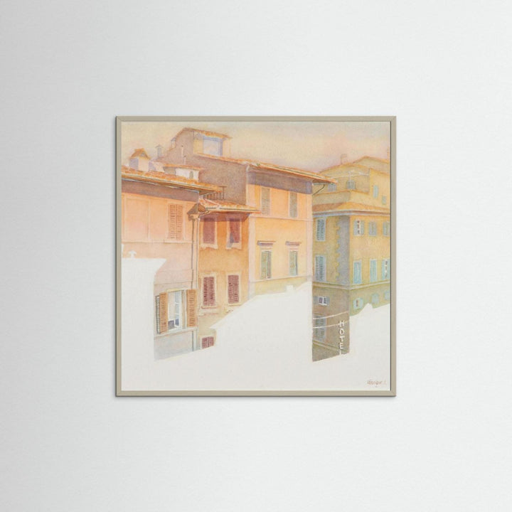 "Morning Light in Florence" Charming European Sunrise Watercolor - Art Print Custom Framed Option