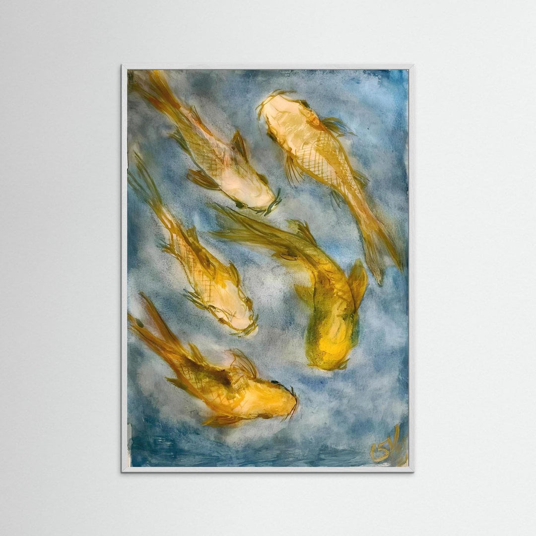 Swirling Koi Fish Watercolor Art Print - Framed Options