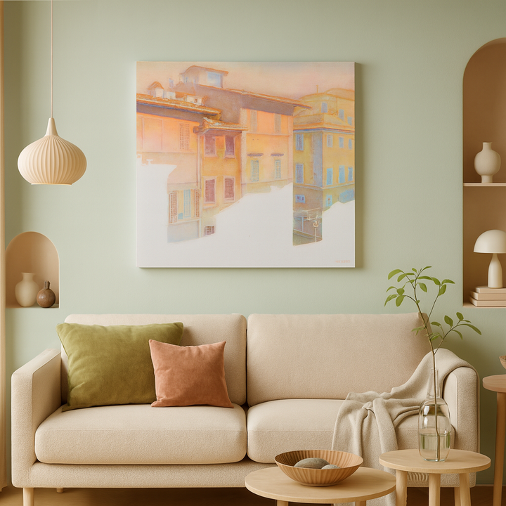 Whispers of Morning Light in Florence by Veronique Semple - Watercolor landscape print for home decor