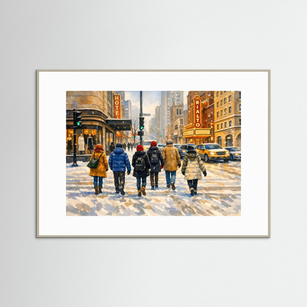 "Golden Age" Broadway-inspired winter street scene