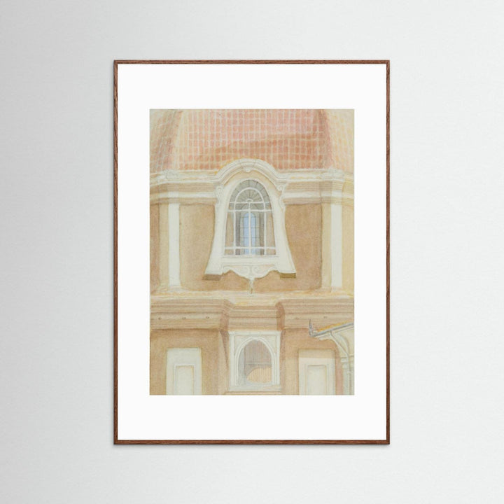 "View of the Medici Chapels No 2" Graceful Historic Watercolor Art Print - Premium Art Print Custom Framed Options