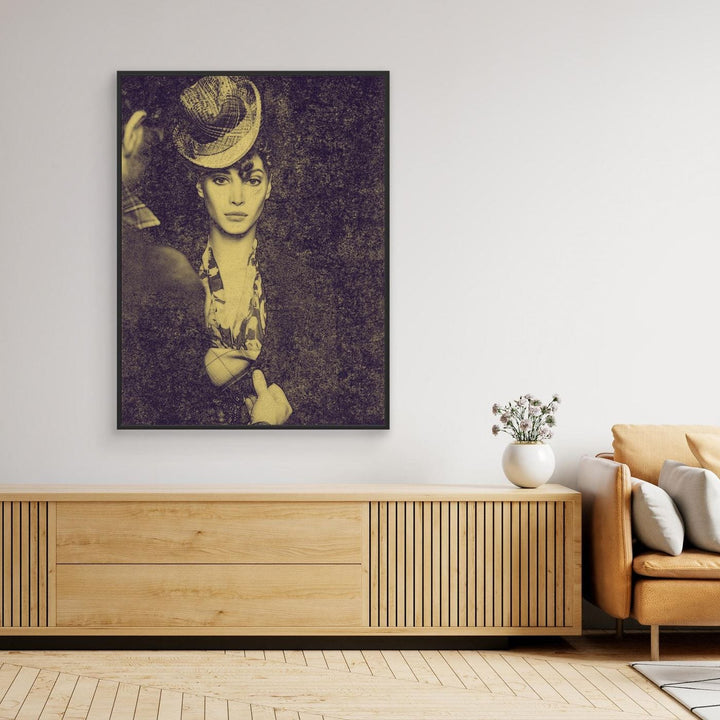 Vintage Chic Portrait Woman in Hat Duotone - Canvas Art Print Framed Options