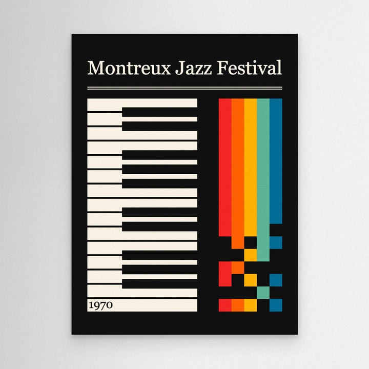 Retro 1970 Montreux Jazz Festival Rainbow Piano Wall Art - Canvas Framed Options