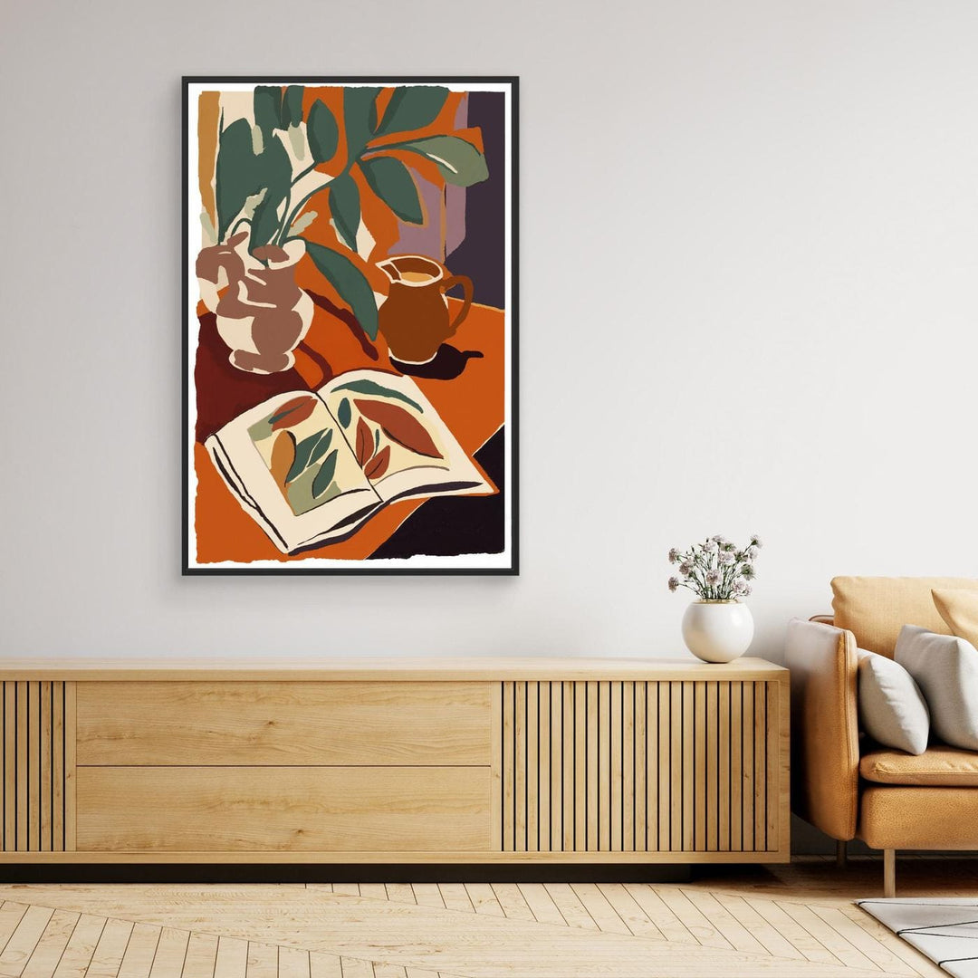 Retro Botanical Art Print | Modern Still Life Decor - Canvas Framed Options