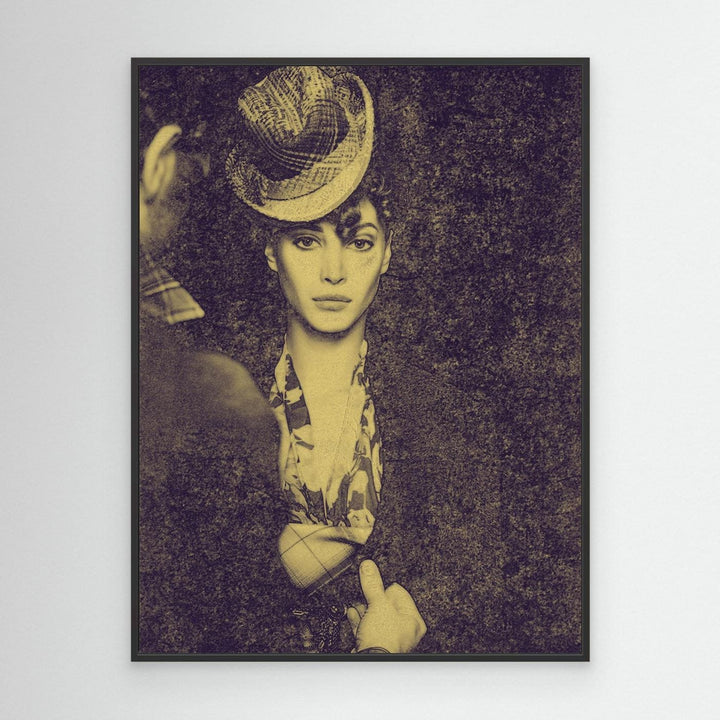 Vintage Chic Portrait Woman in Hat Duotone Sketch Wall Art by Studio Shefford - Photo Art Composition wall art print