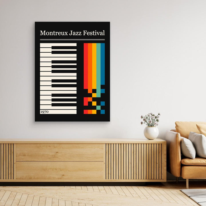 Retro 1970 Montreux Jazz Festival Rainbow Piano Wall Art - Canvas Framed Options