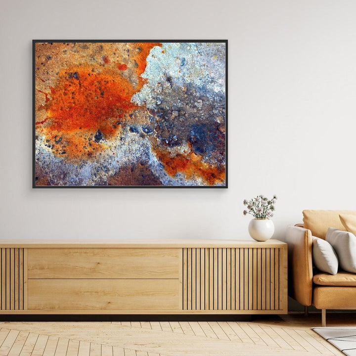Fiery Harmony: Orange and Blue Abstract Composition