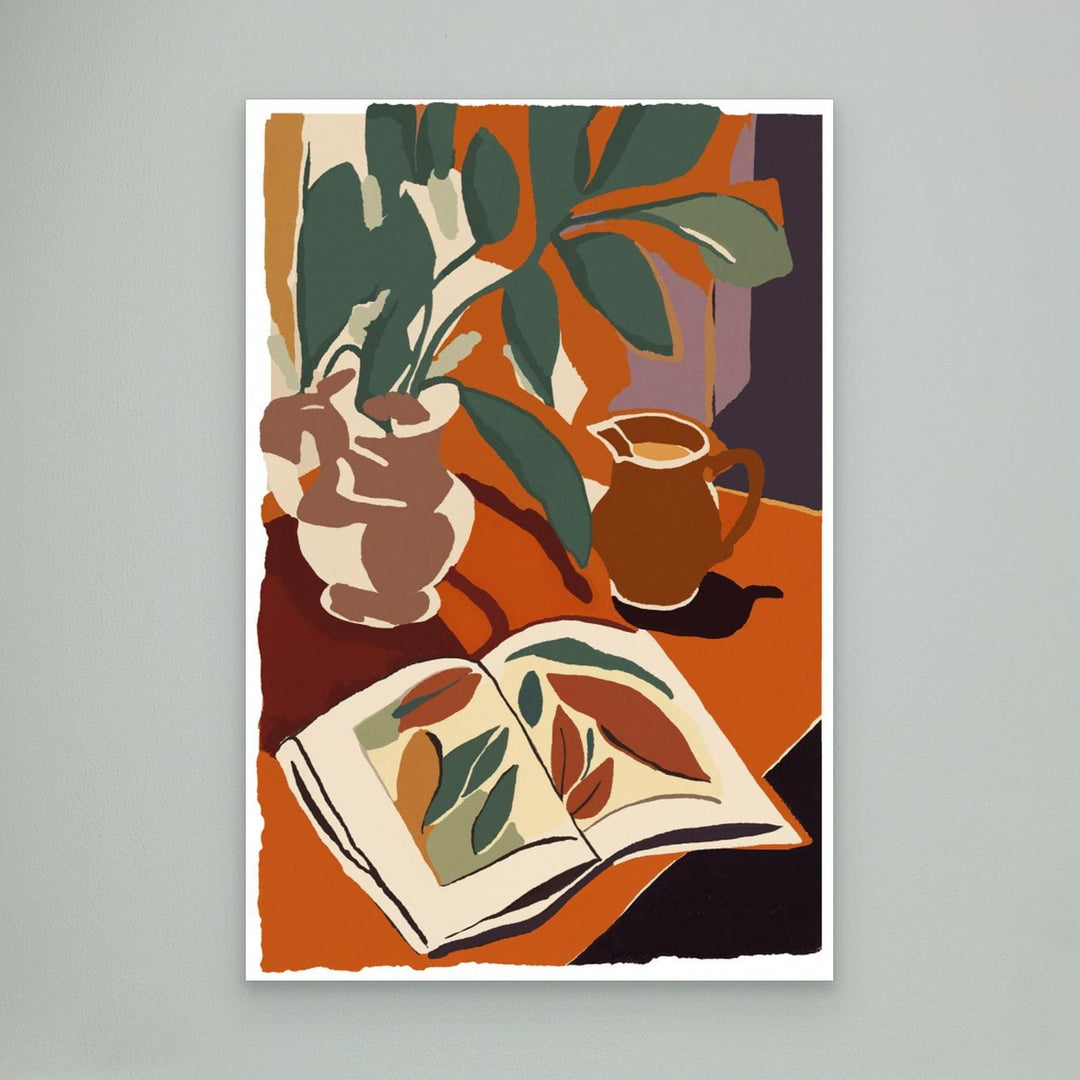 Retro Botanical Art Print | Modern Still Life Decor - Canvas Framed Options