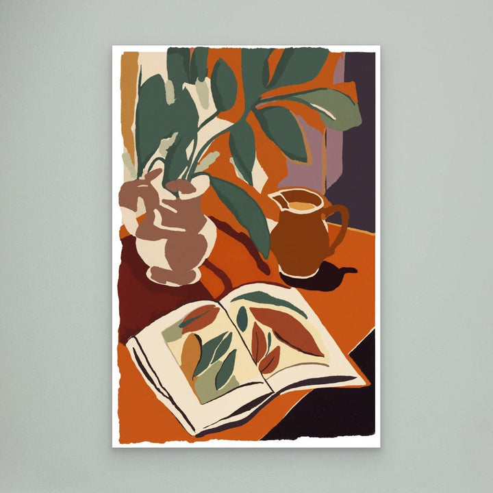 Retro Botanical Art Print | Modern Still Life Decor - Canvas Framed Options