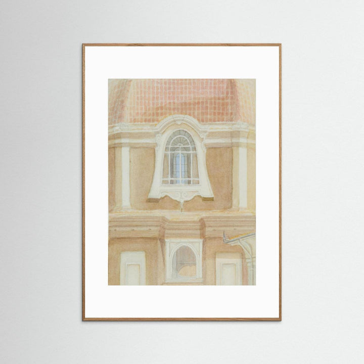 "View of the Medici Chapels No 2" Graceful Historic Watercolor Art Print - Premium Art Print Custom Framed Options