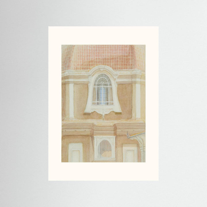 "View of the Medici Chapels No 2" Graceful Historic Watercolor Art Print - Premium Art Print Custom Framed Options