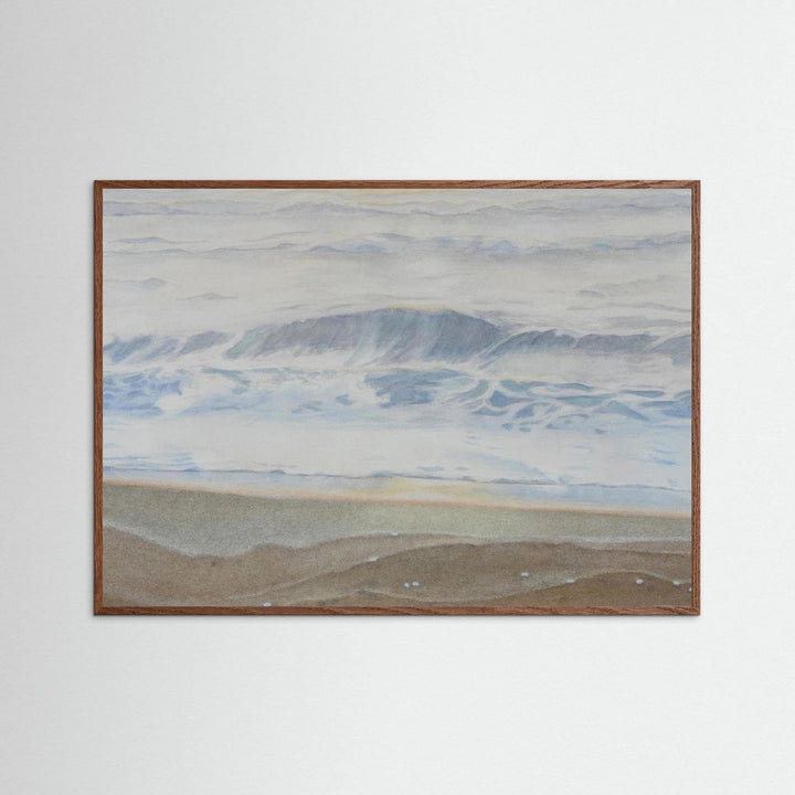 "February" Serene Coastal Watercolor Art Print -  Custom Framed Options