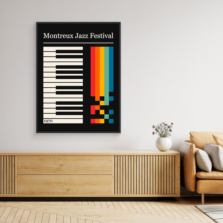Retro 1970 Montreux Jazz Festival Rainbow Piano Wall Art - Canvas Framed Options