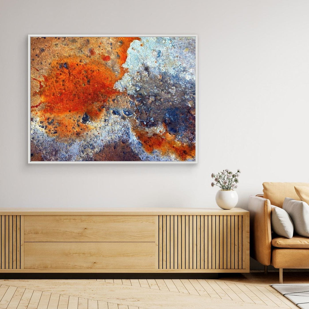 Fiery Harmony: Orange and Blue Abstract Composition