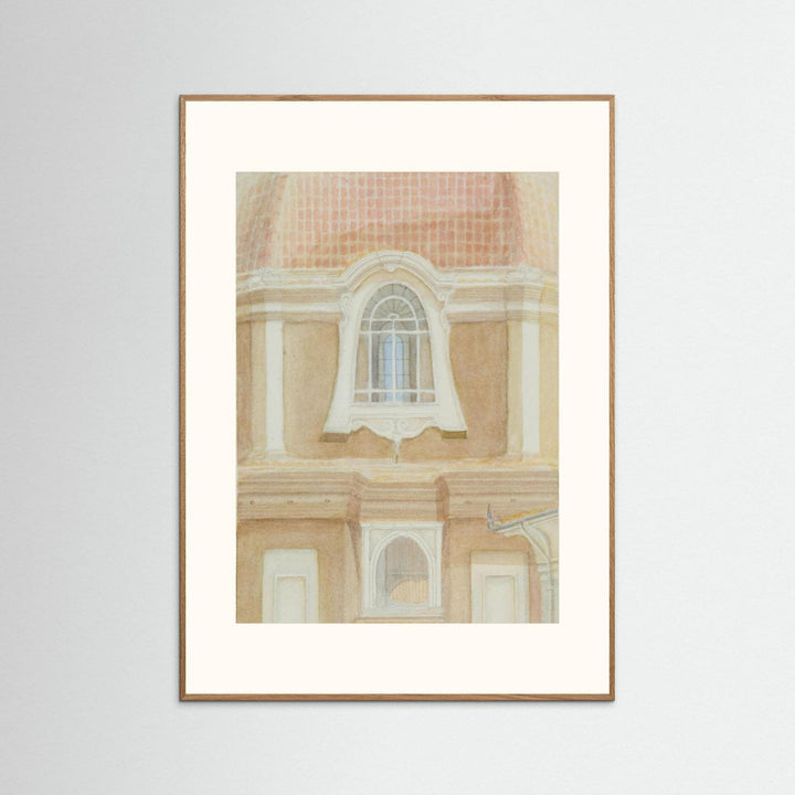 "View of the Medici Chapels No 2" Graceful Historic Watercolor Art Print - Premium Art Print Custom Framed Options